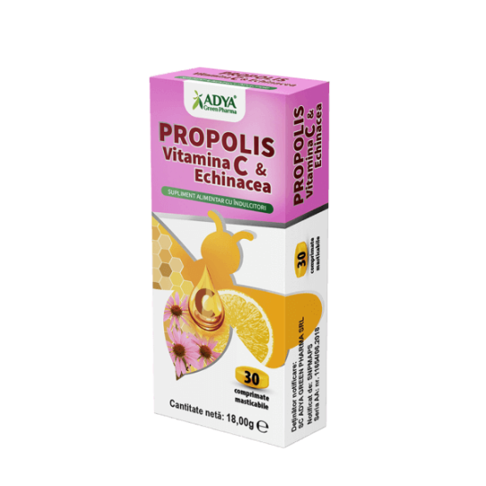 Propolis & Vitamina C & Echinacea, 30 comprimate,  Adya Green Pharma