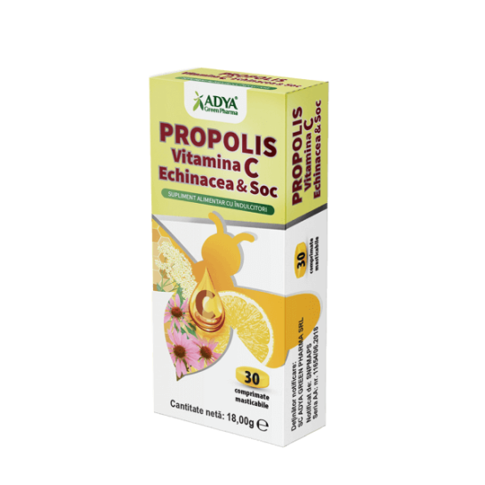 Propolis & Vitamina C & Echinacea & Soc, 30 comprimate,  Adya Green Pharma