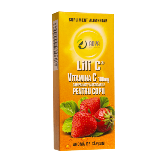 Vitamina C pentru copii aroma capsuni, 100mg, Adya Green Pharma