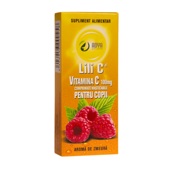 Vitamina C pentru copii aroma zmeura, 100mg, Adya Green Pharma