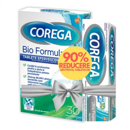 Corega kit Ultra Fixare Neutro 40g + Bio Formula 30 tablete, Gsk