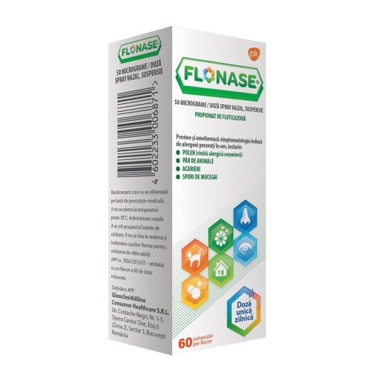 Flonase spray nazal, 50 micrograme/doza, 60 pulverizari, Gsk 