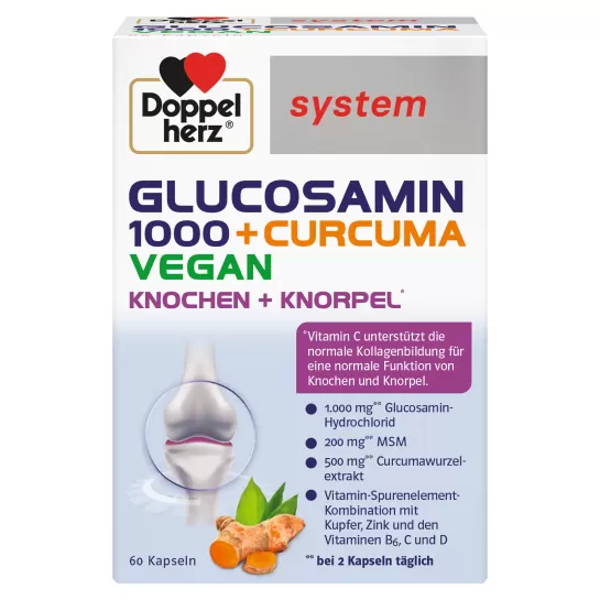 Doppelherz System Glucozamina 1000+curcuma vegan, 60 capsule