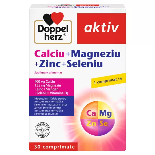 Doppelherz Aktiv Calciu + Magneziu + Zinc + Seleniu, 30 comprimate