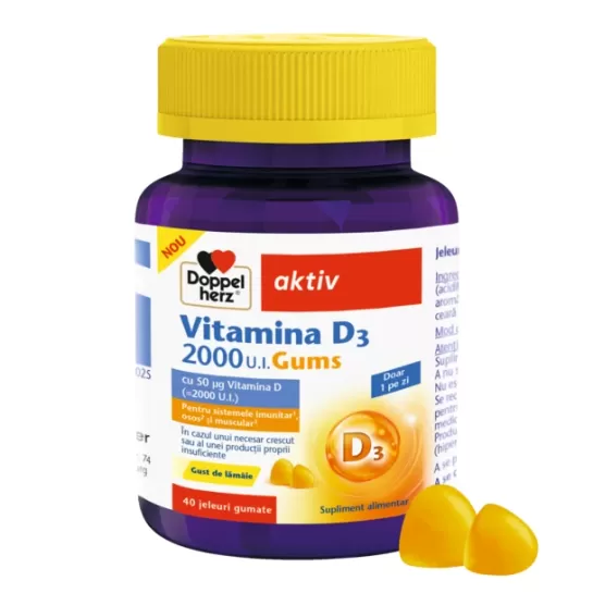 Doppelherz Aktiv Vitamina D3 2000UI, 40jeleuri gumate