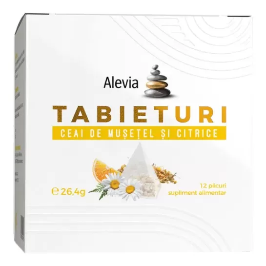 Ceai Tabieturi, ceai de musetel si citrice 12 plicuri, Alevia