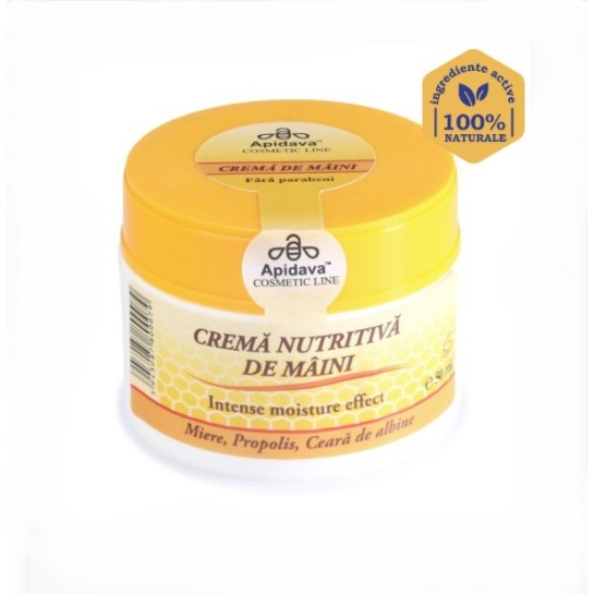 Crema maini cu miere, ceara si propolis 50 ml Apidava