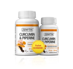 Pachet promoțional Curcumin și Piperină, 60+30 capsule, Zenyth