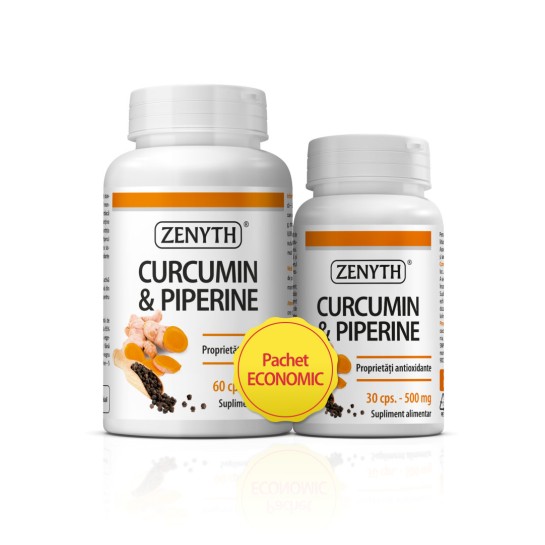 Pachet promoțional Curcumin și Piperină, 60+30 capsule, Zenyth