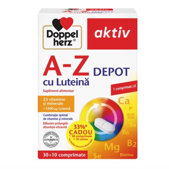 Doppelherz Aktiv A-Z DEPOT cu Luteină, 30 + 10 comprimate
