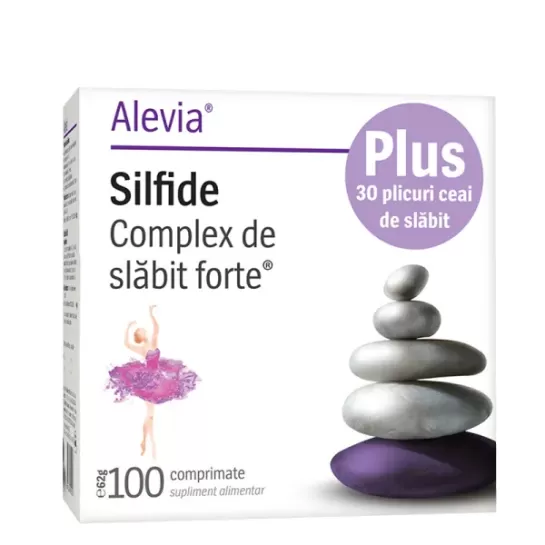 Silfide Complex de slăbit forte 100 comprimate + Ceai de slăbit 30 plicuri, Alevia (pozitie dublata)