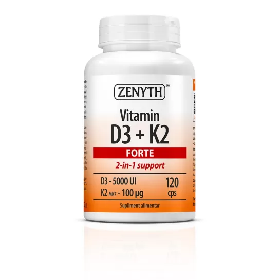 Vitamin D3 + K2 Forte, 120 capsule, Zenyth