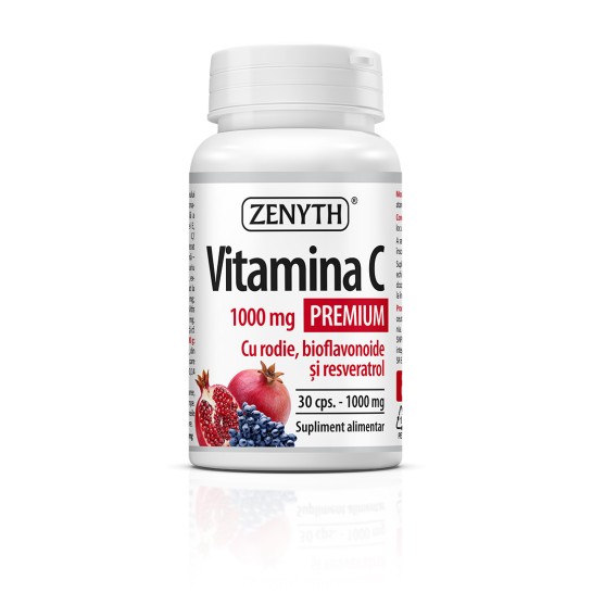 Vitamina C 1000 mg cu rodie, 30 capsule, Zenyth