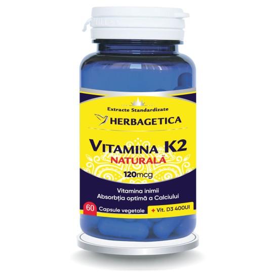 Vitamina K2 naturala 120mg 60 capsule, Herbagetica