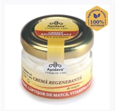 Crema regeneranta de noapte cu miere, laptisor de matca, Vit A & E, 30ml, Apidava