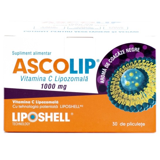Vitamina C Lipozomala cu aroma de coacaze, 1000mg, 30 plicuri, Liposhell