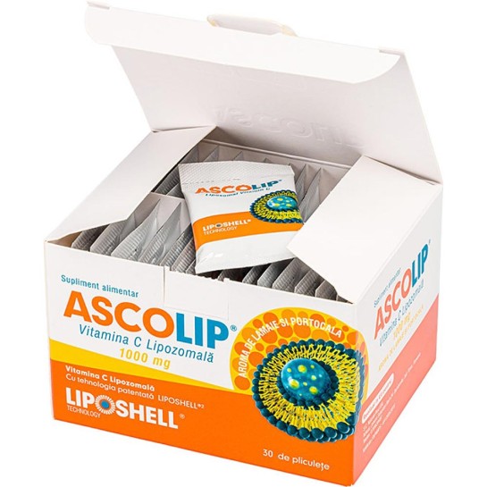 Vitamina C Lipozomala cu aroma lamaie si portocala, 1000mg, 30 plicuri, Liposhell