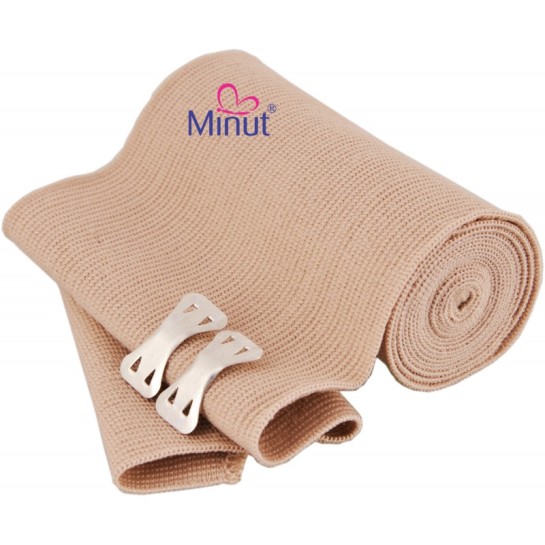 Bandaj elastic cu cleme, 10cm x 4.5m, Minut