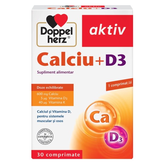 Doppelherz Aktiv Calciu + D3, 30 comprimate
