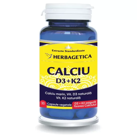 CALCIU+D3 cu vitamina K2 30 capsule, Herbagetica