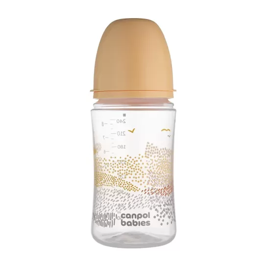 Canpol Babies, Biberon anticolici gat larg beige, 240 ml (35/243)