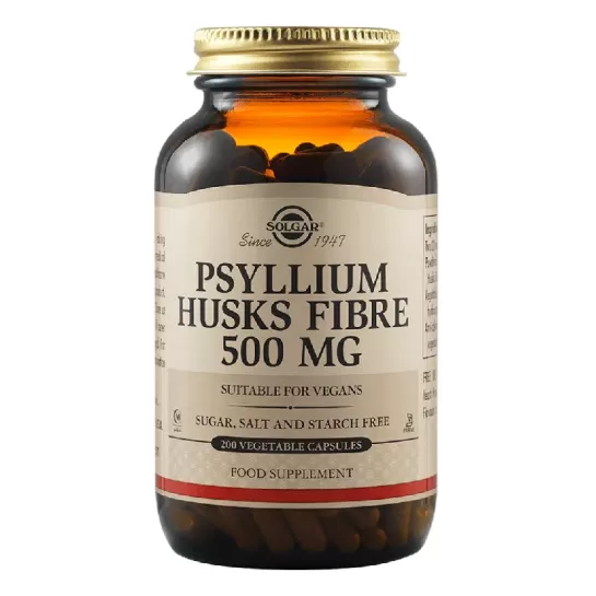 Psyllium husks fibre, Fibre din coji de psyllium 500mg, 200 capsule, Solgar