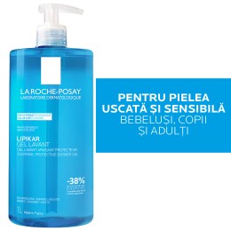 LA ROCHE-POSAY Lipikar Gel de spălare pentru piele sensibilă, bebelusi, copii, adulti, 1000ml