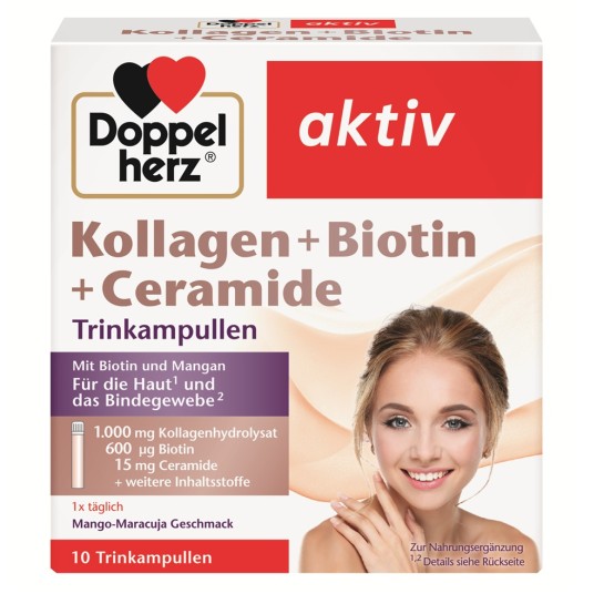 Doppelherz Aktiv kollagen + biotina + ceramide, 10 flacoane x25ml