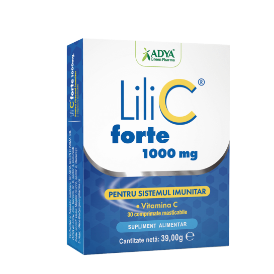 Lili C forte 1000mg, Vitamina C 1000 mg, 30 de comprimate masticabile, Adya Green Pharma
