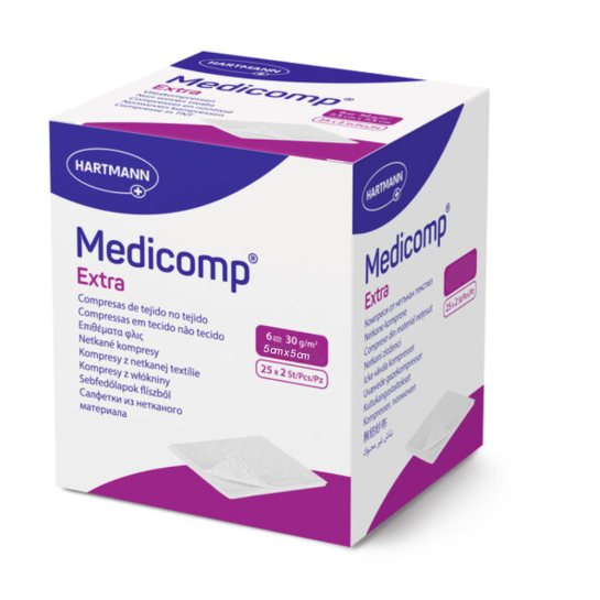 Medicomp Extra, Comprese sterile 6 straturi, 5x5 cm, 25 bucati, Hartmann