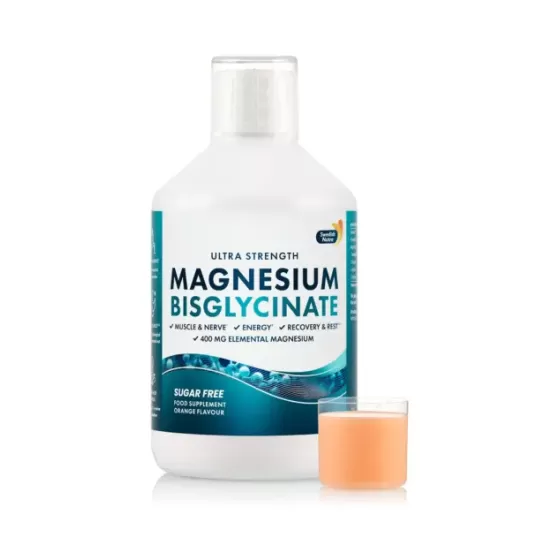 Magneziu 4000 Gluconat + Bisglicinat cu Vitaminele C + D3 + Aminoacizii Teanina, Tirozina si Triptofan – Sticla cu 500 ml, Swedish Nutra