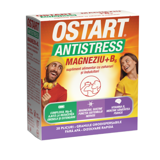 Ostart Antistress magneziu + B6, 20 plicuri, Fiterman Pharma