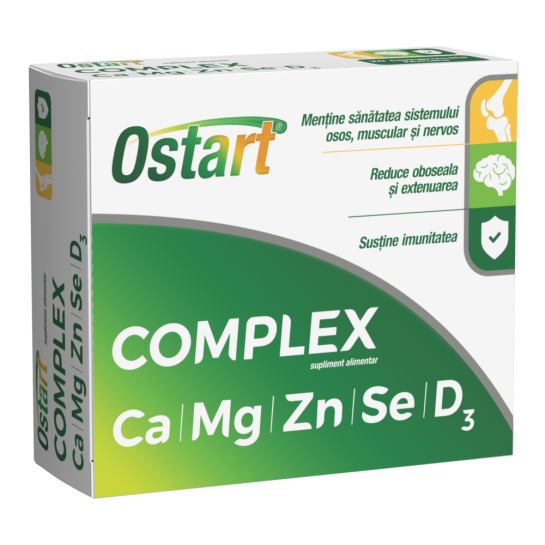 Ostart Complex Ca + Mg + Zn + Se + D3, 20 comprimate, Fiterman Pharma