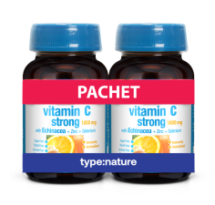 Vitamina C Strong 1000mg, 60 tablete, Naturmil, Pachet Promotional