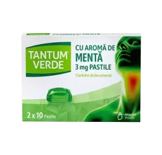 Tantum verde cu aroma de menta 3 mg, 20 pastile, Angelini Pharma