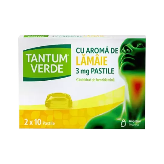 Tantum verde cu aroma de lamaie 3mg, 20 pastile, Angelini Pharma