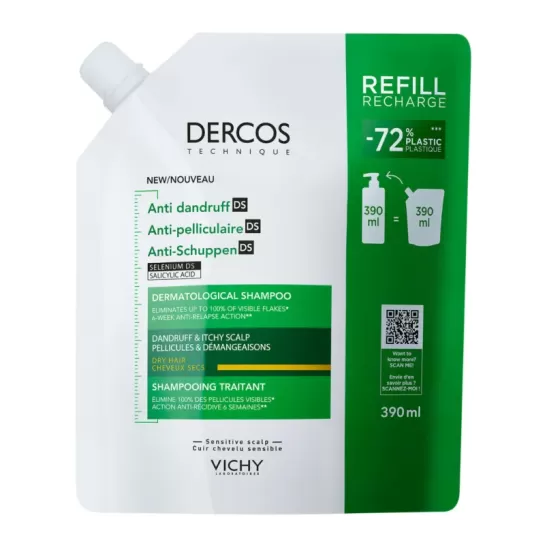 VICHY Dercos Sampon antimatreata par uscat, 390ml