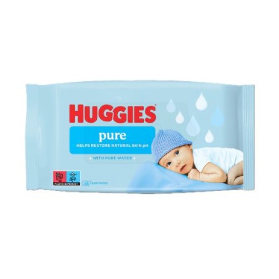 Huggies, Servetele umede Pure, 56 bucati