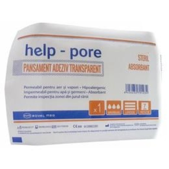 Help-pore, Pansament adeziv transparent steril 15 cm x 9cm, Roval Med