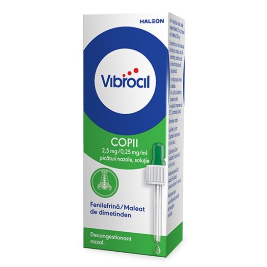 Vibrocil picaturi nazale, solutie, 2,5 mg/0,25 mg/ml, 15ml, Haleon