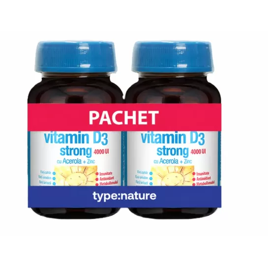 Vitamina D3 Strong 4000ui, 90 tablete, Naturmil, Pachet promotional