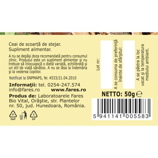 Ceai Stejar scoarta D140, 50g, Fares