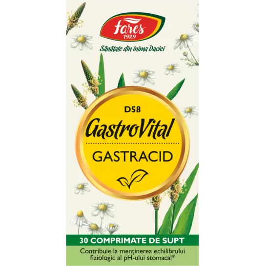 Gastracid D58, 30 comprimate, Fares