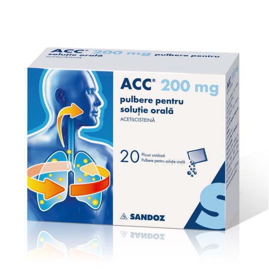 Acc 200mg pulbere pentru solutie orală, 20 plicuri, Sandoz