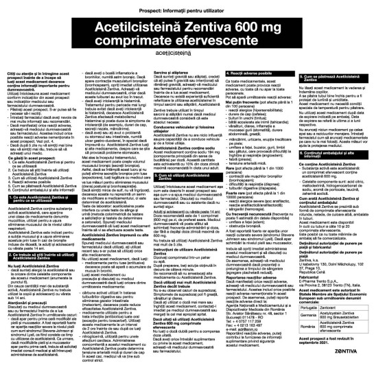 Acetilcisteina Zentiva, 600mg, 10 comprimate efervescente