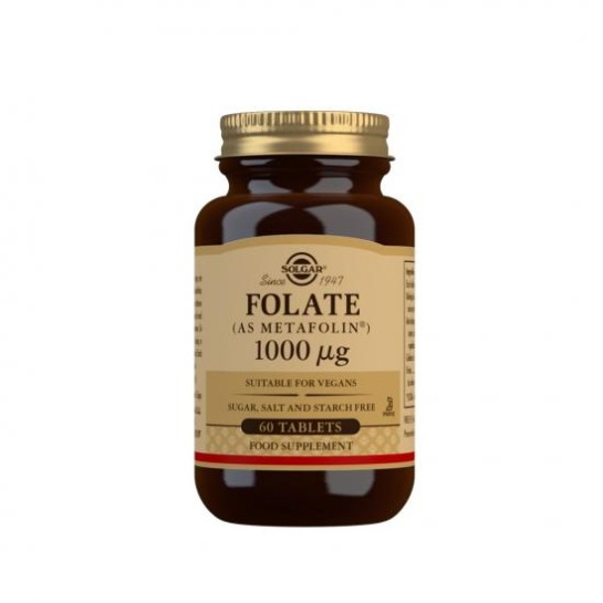 Folate (as metafolin) 1000 mcg, 60 tablete, Solgar
