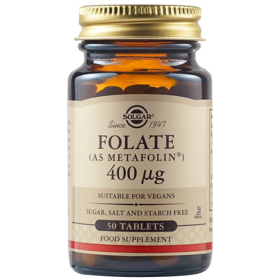 Folate (as metafolin), 400 mcg, 50 tablete, Solgar