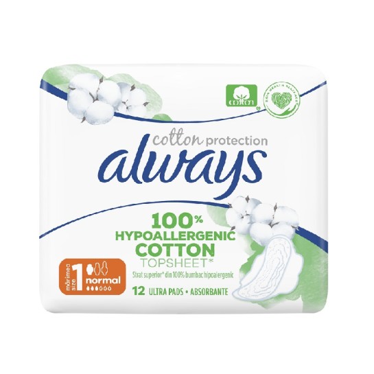 Always naturals single, mărime 1, 12 bucăti, Procter & Gamble