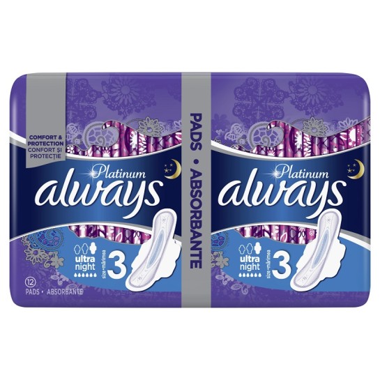 Always platinum night duo, mărime 3, 12 bucăti, Procter & Gamble