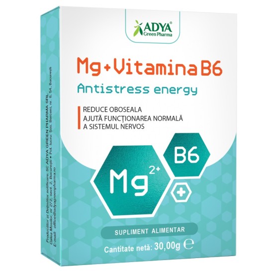 Antistress energy Magneziu + Vitamina B6, 30 capsule, Adya Green Pharma